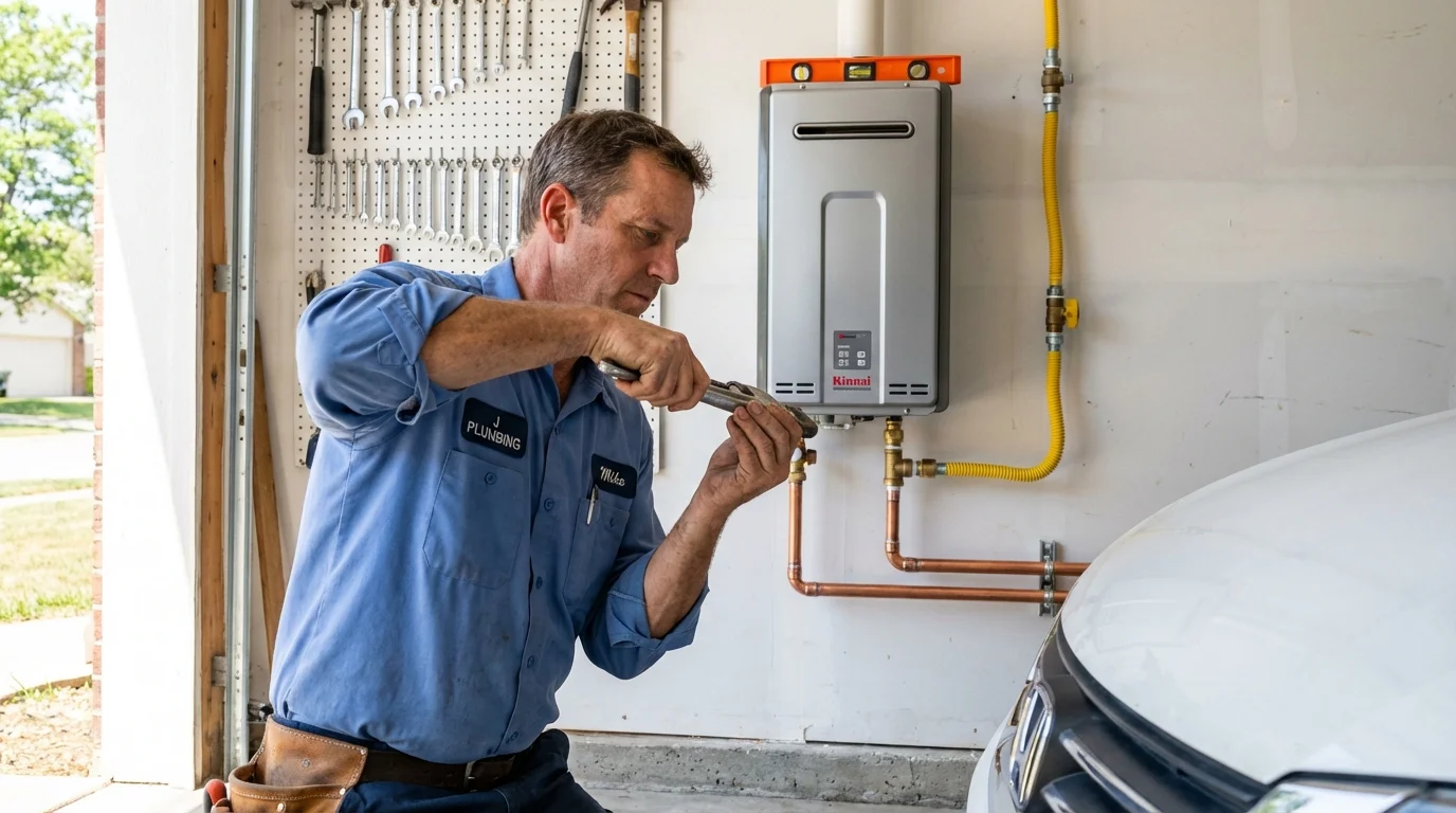 Tankless water heater installation by a Johns Plumbing LLC plumber in Roxana